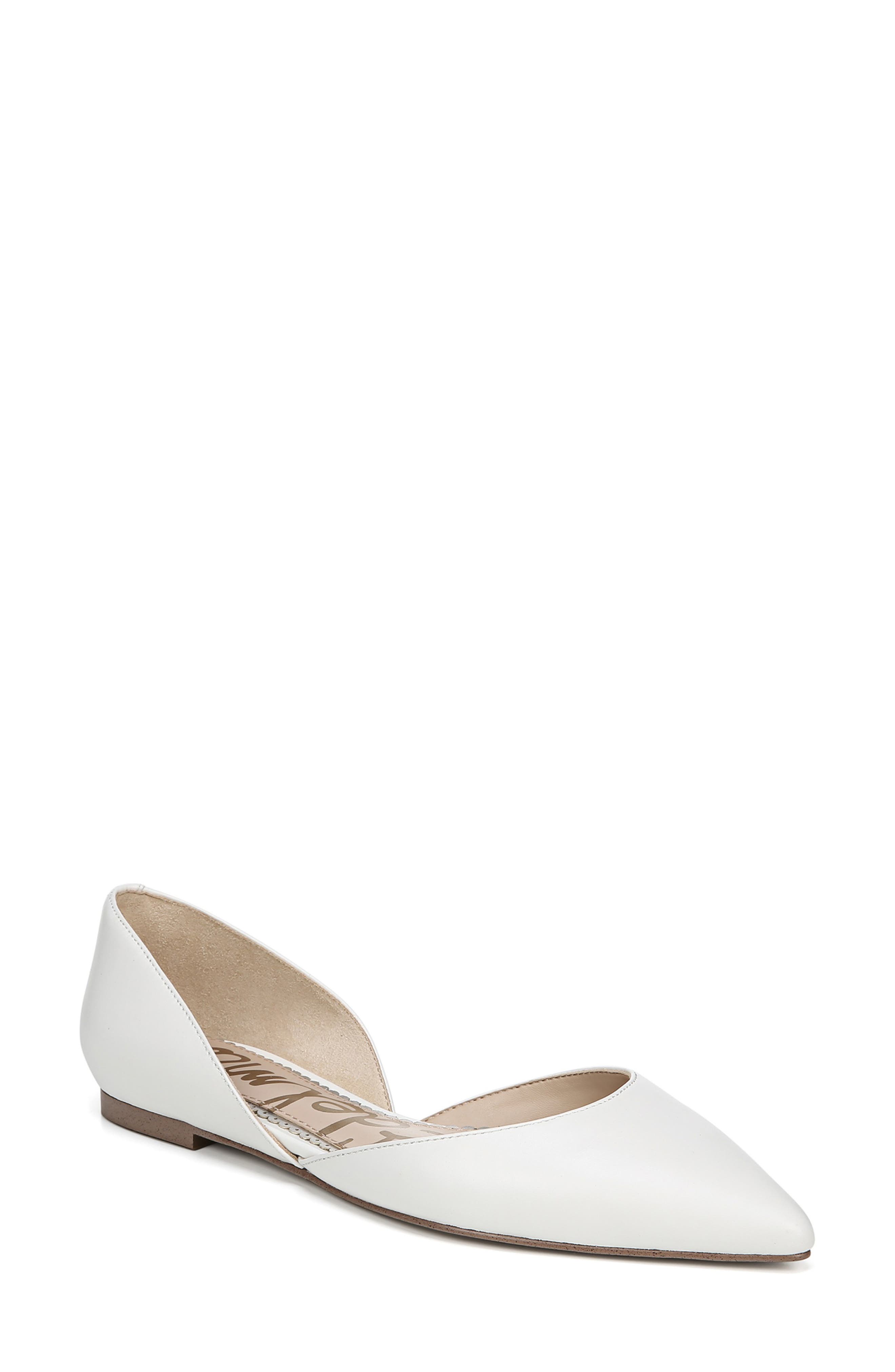 Rodney Pointy Toe d'Orsay Flat, Main, color, BRIGHT WHITE NAPPA LEATHER