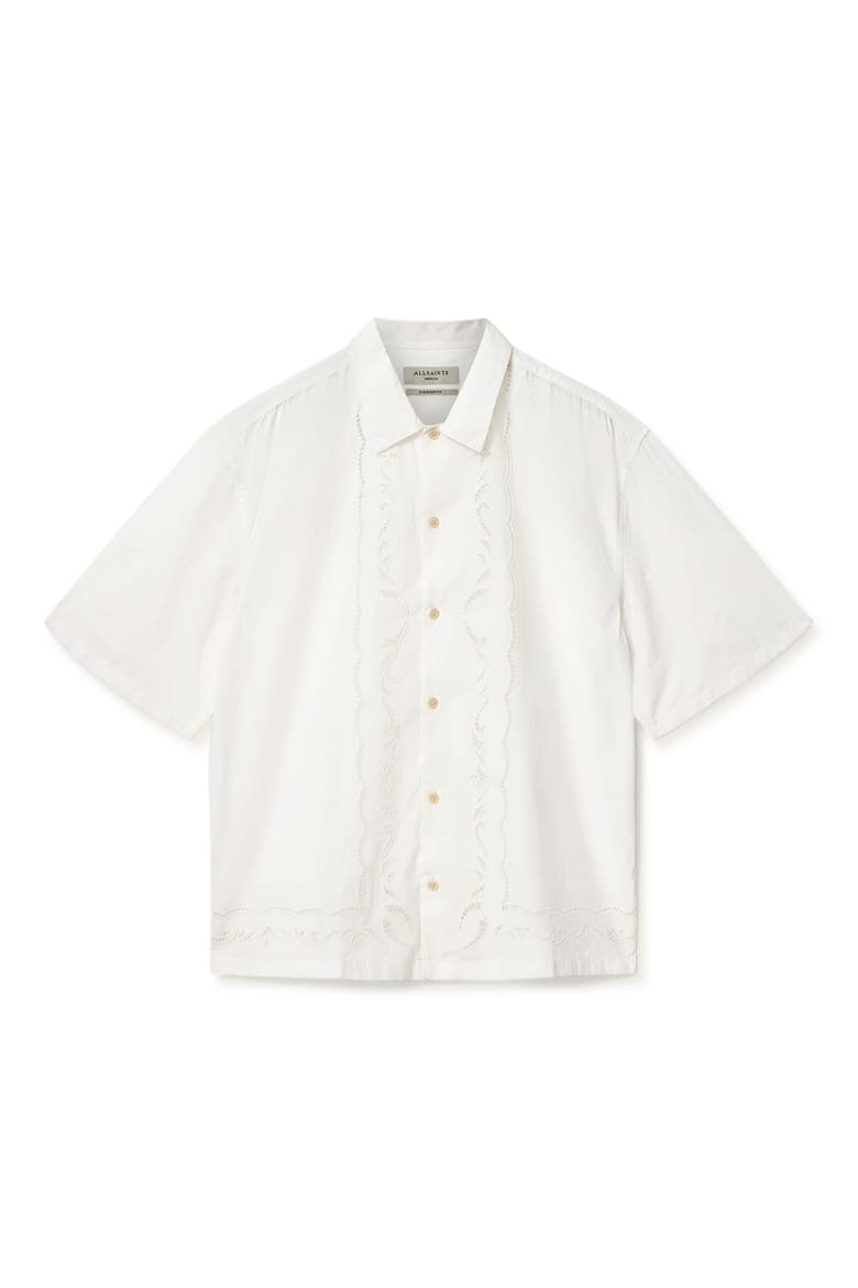 Field Eyelet Detail Short Sleeve Button-Up Shirt, Alternate, color, WHITE