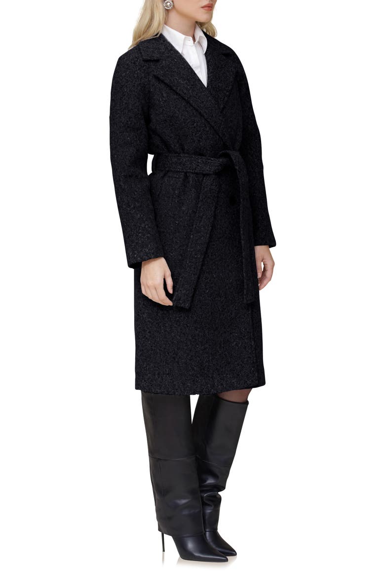 Belted Longline Coat, Alternate, color, BLACK