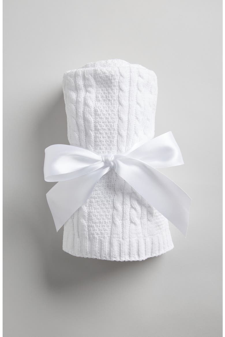 Cable Knit Baby Blanket, Alternate, color, WHITE