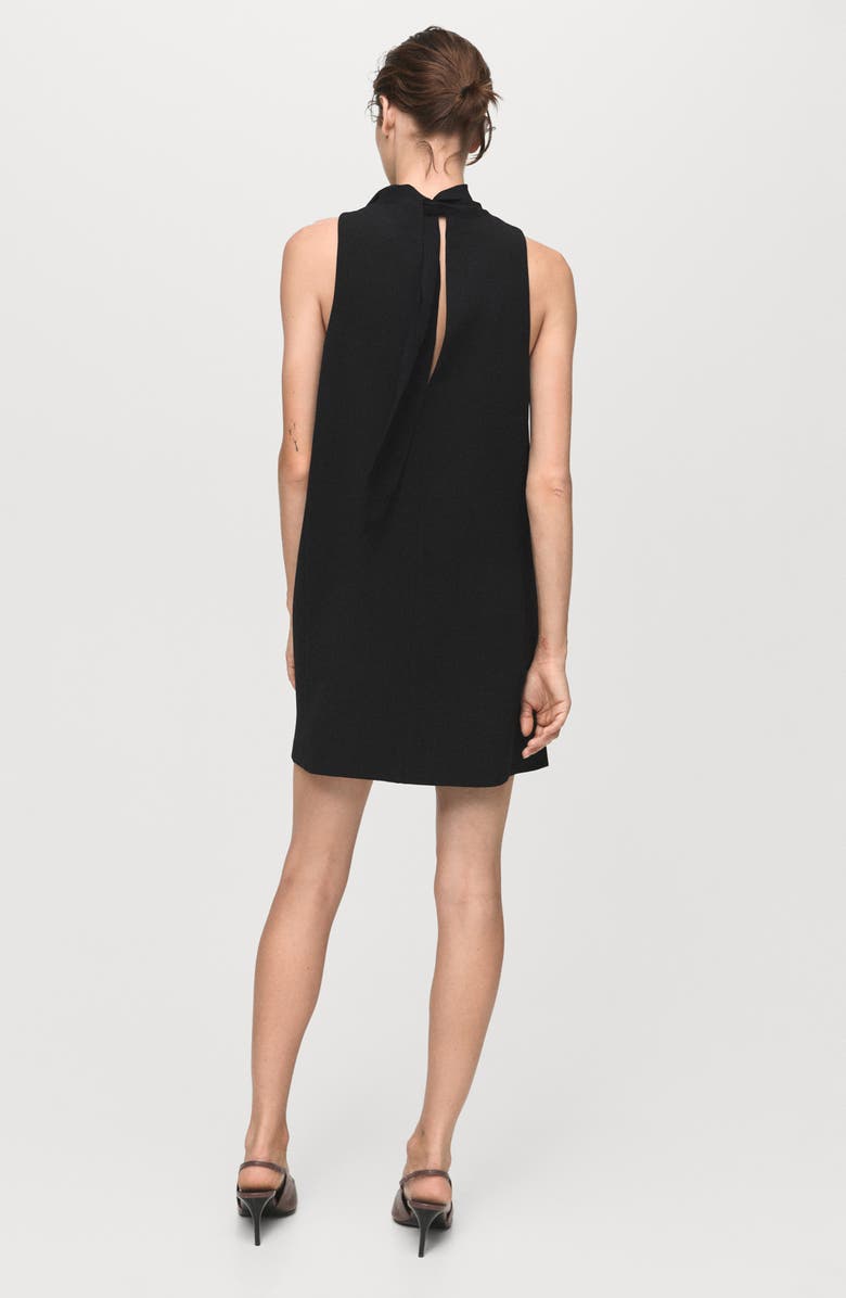 MANGO Bow Short Dress, Alternate, color, Black