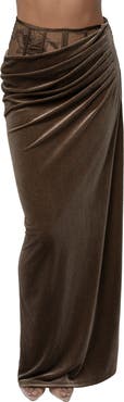 JLUXLABEL Velvet & Lace Maxi Skirt