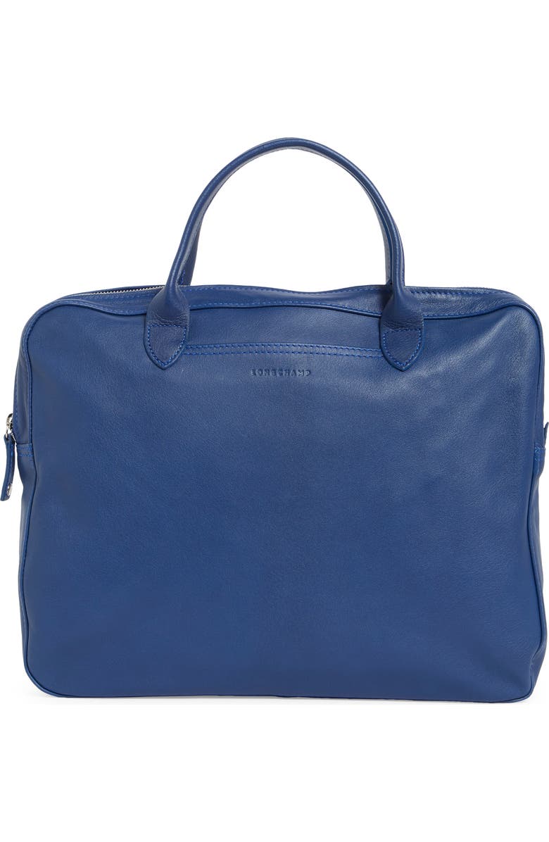 Longchamp Parisis Leather Top Handle Briefcase, Main, color, Blue