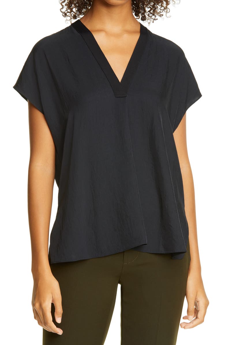 Vince Rib Trim V-Neck Top, Main, color, 