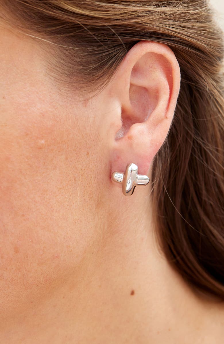 SAVVY CIE JEWELS Puffy X Stud Earrings, Alternate, color, Silver