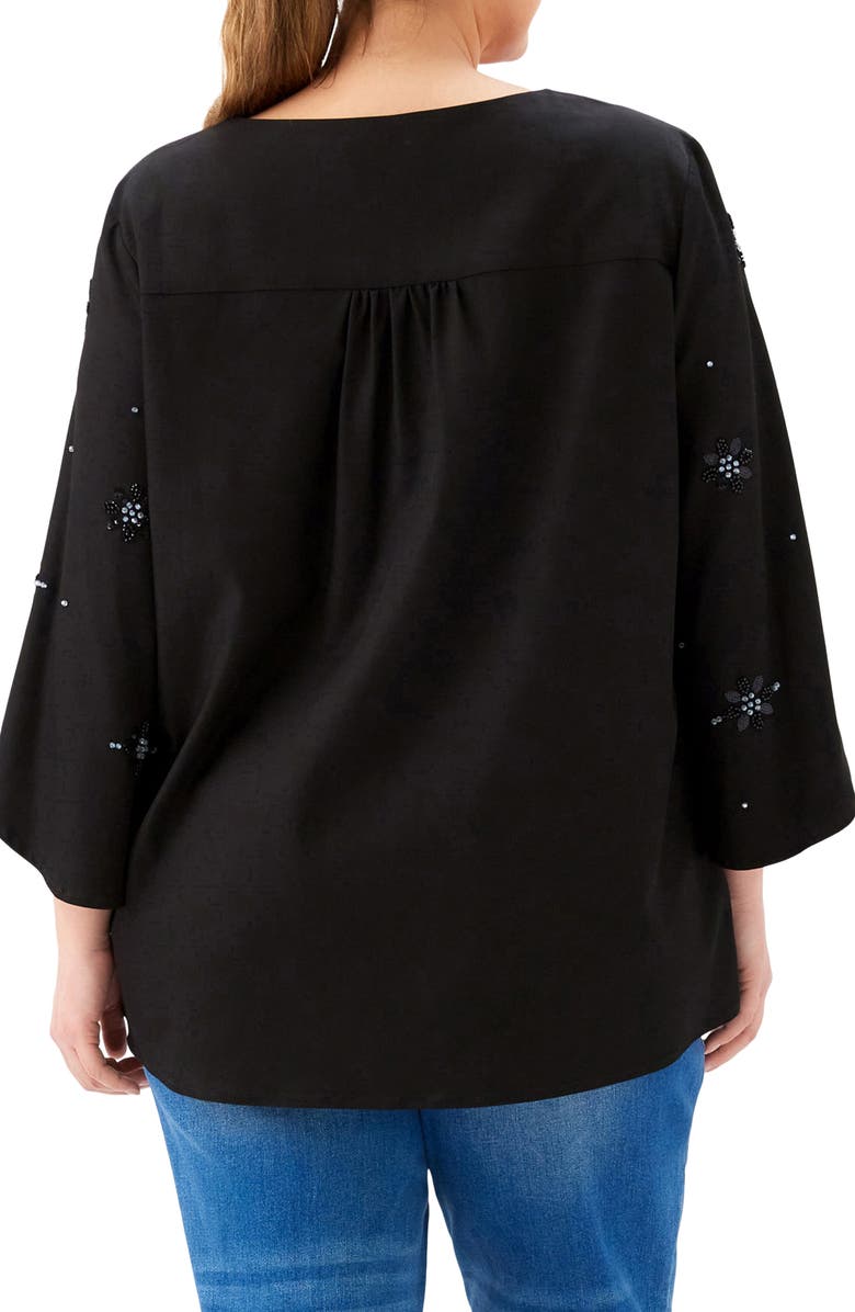 Karen Kane Embellished Asymmetric Hem Top, Alternate, color, Black
