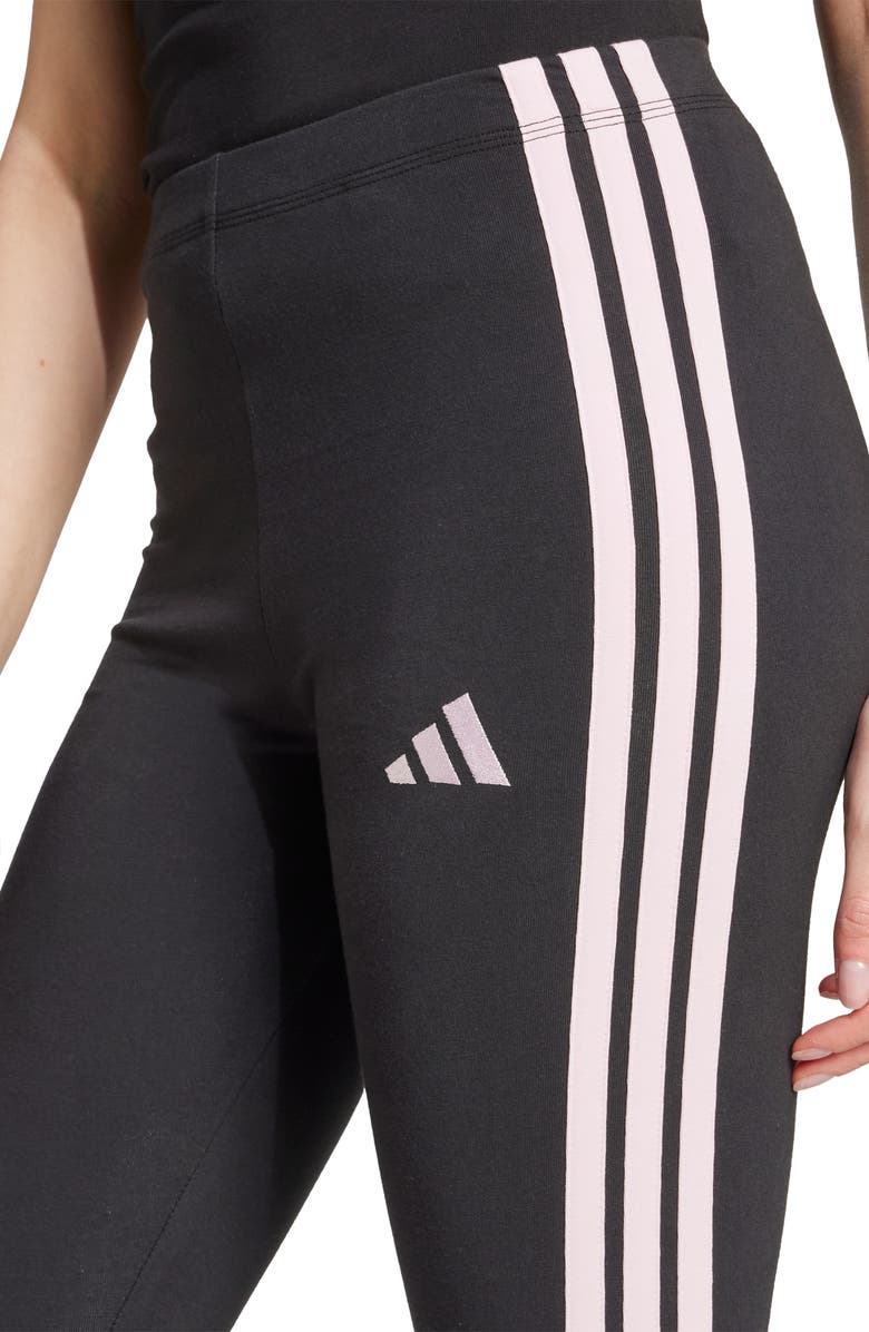 adidas 3-Stripe Leggings, Alternate, color, Black/ Clear Pink