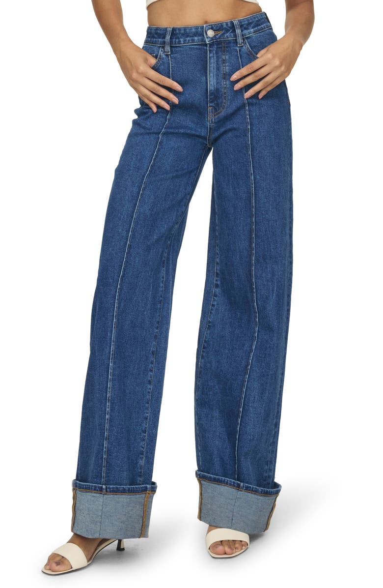 WARP+WEFT Cuffed Seam Wide Leg Jeans, Main, color,