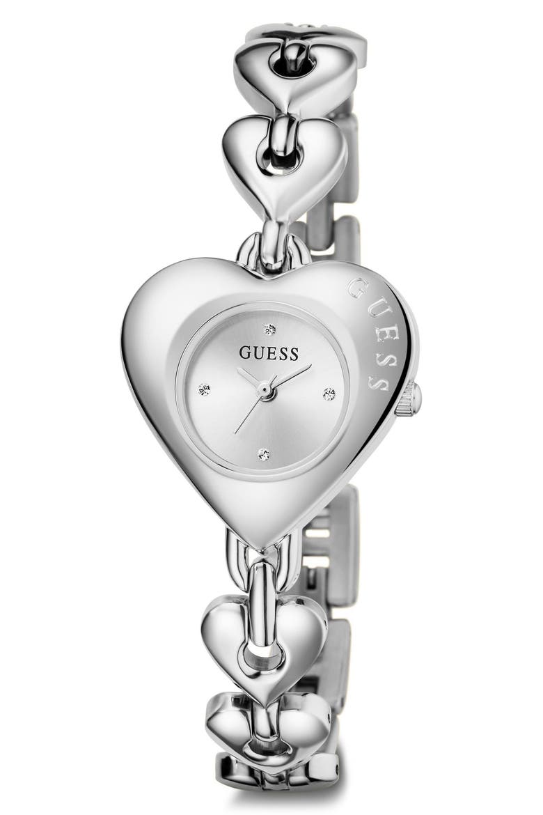Valerie Heart Bracelet Watch, 28mm, Alternate, color, SILVER