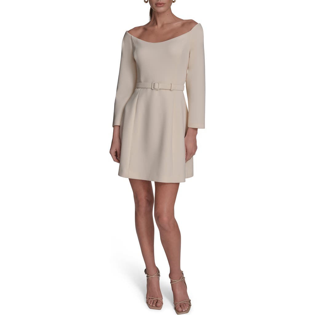 Bcbg Off The Shoulder Long Sleeve Minidress In Gray