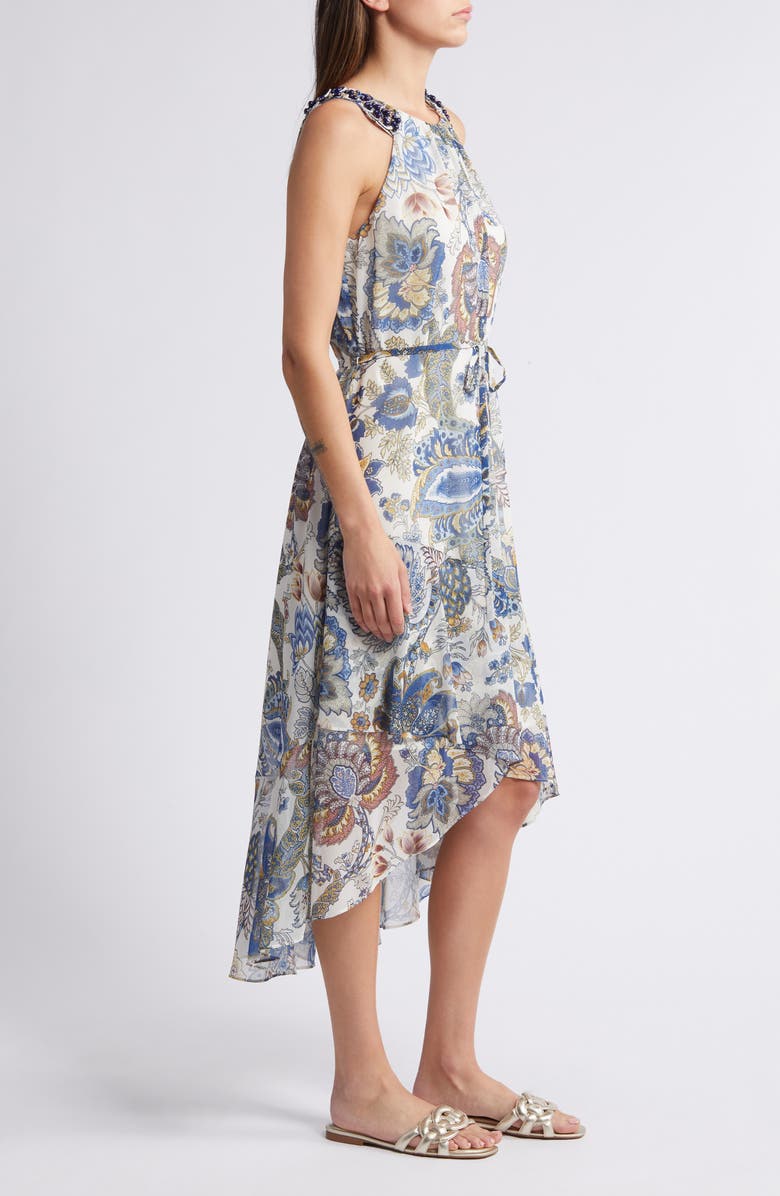 KOBI HALPERIN Allison Floral Beaded Belted High-Low Sleeveless Dress, Alternate, color,