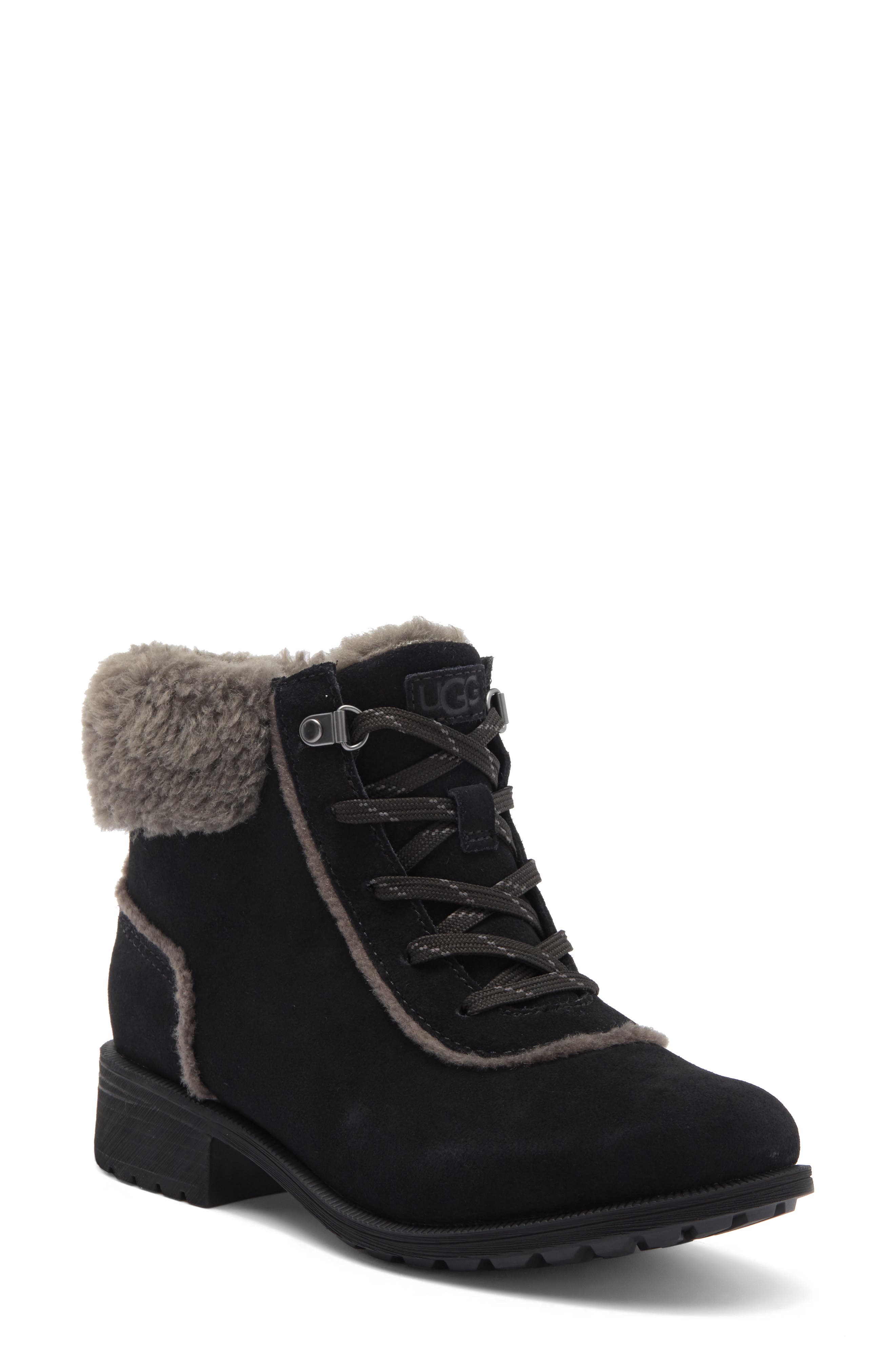 UGG<sup>®</sup> Bodie Faux Fur Lace Bootie, Main, color, 