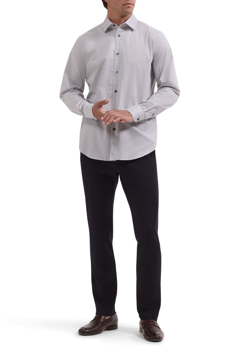 Alvin Shaped Fit Long Sleeve Cotton Button-Up Shirt, Alternate, color, MARINE BLUE
