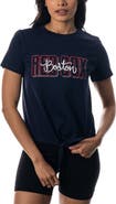 THE WILD COLLECTIVE Women's The Wild Collective Navy Boston Red Sox Twist Front T-Shirt