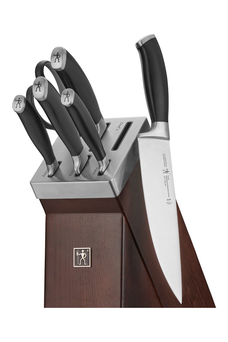 Elan 7-Piece Self-Sharpening Knife Block Set, Main, color, MATTE BLACK