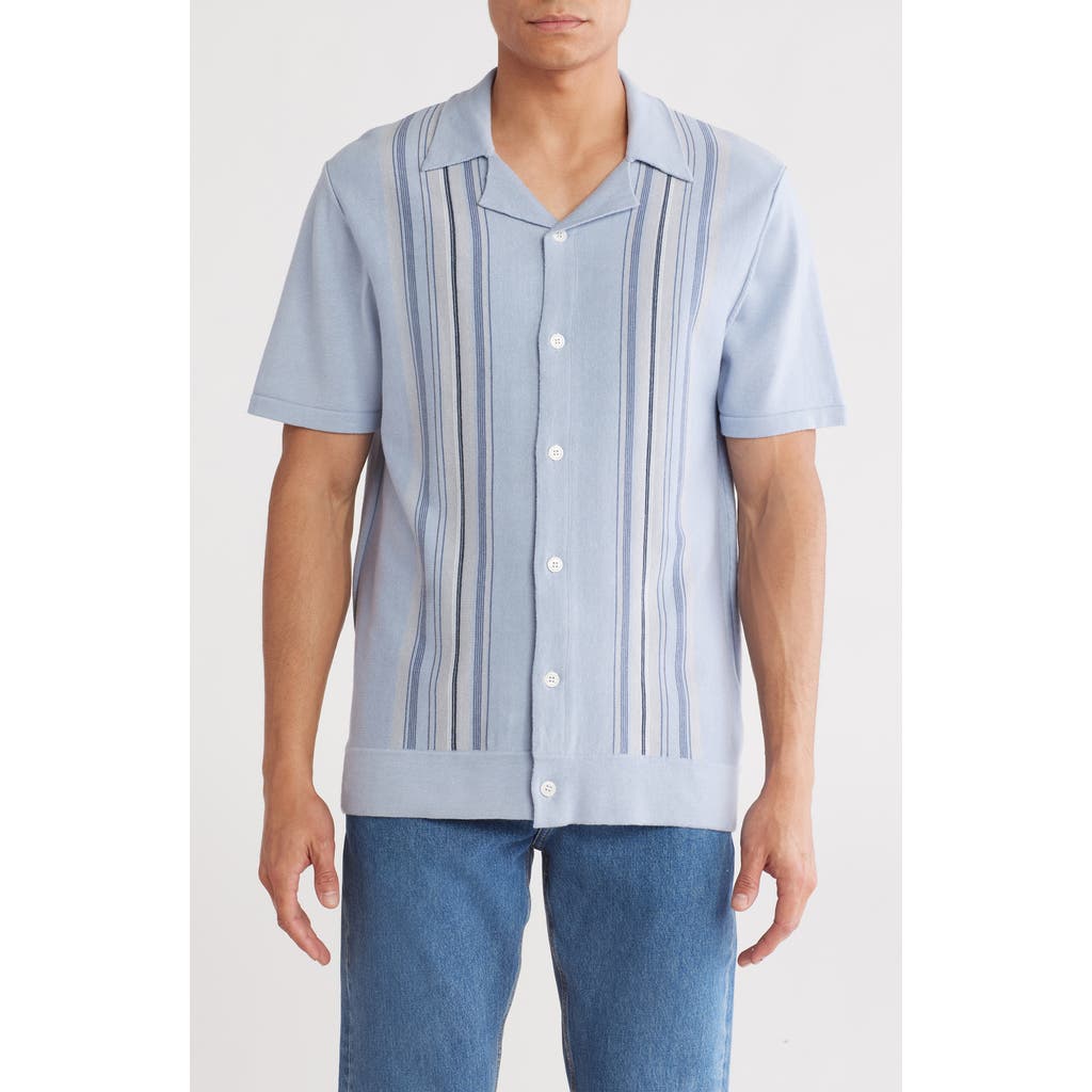 Truth Stripe Camp Shirt In Blue Lake/grey Multi