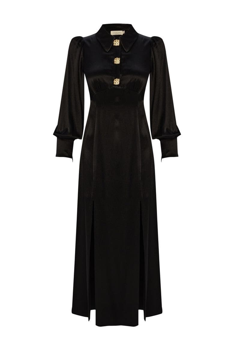 Alivia Midi Dress, Main, color, BLACK