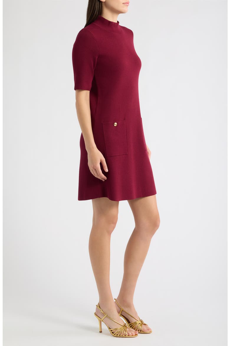 Show Mock Neck Knit Dress, Alternate, color, WINE