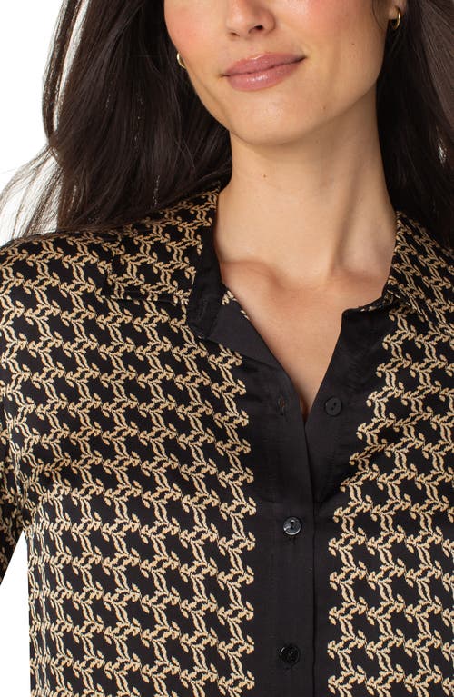 Liverpool Los Angeles Abstract Print Button-up Shirt In Brown