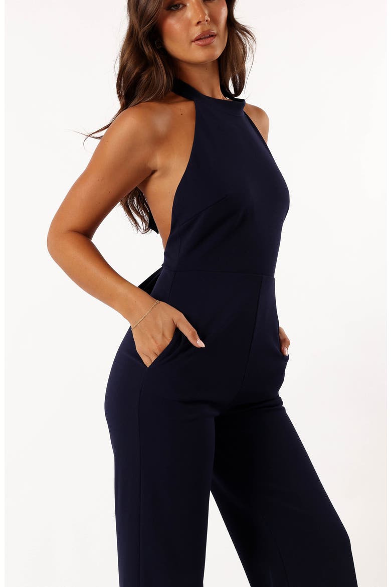 Clara Bow Back Halter Jumpsuit, Alternate, color, NAVY