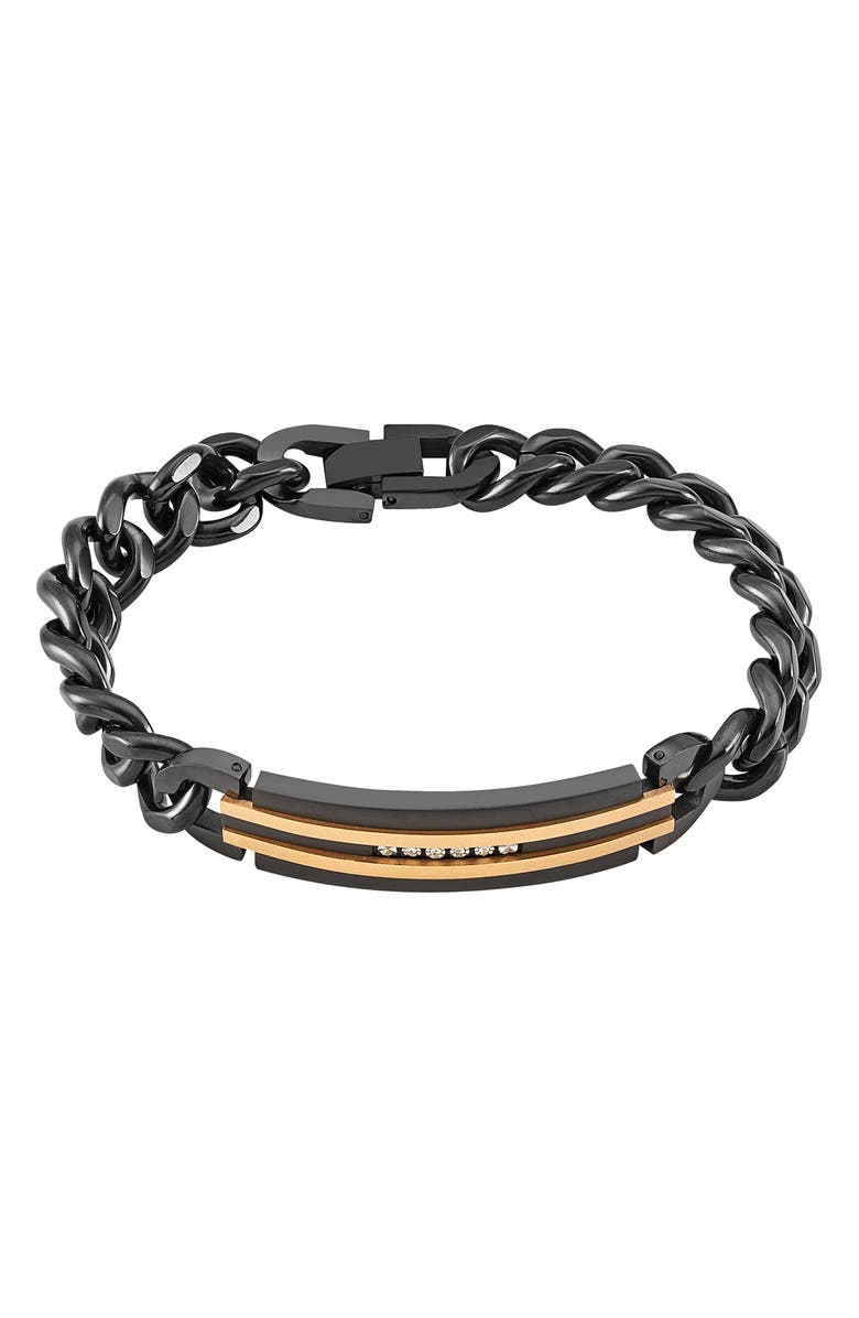 AMERICAN EXCHANGE Men's Goldtone Plated Stainless Steel Diamond Cross Necklace & Bracelet 2-Piece Set - 0.1 ctw., Alternate, color, 