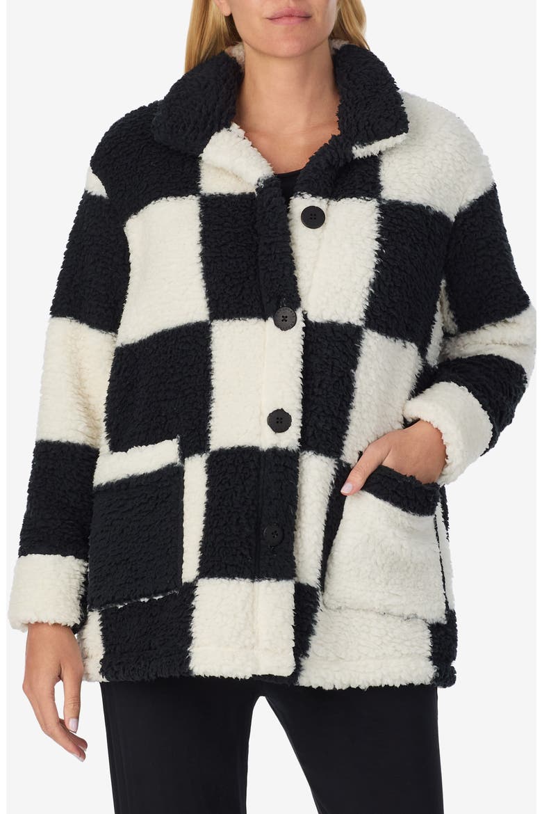 Checkered Faux Shearling Jacket, Alternate, color, BLACK CHECK