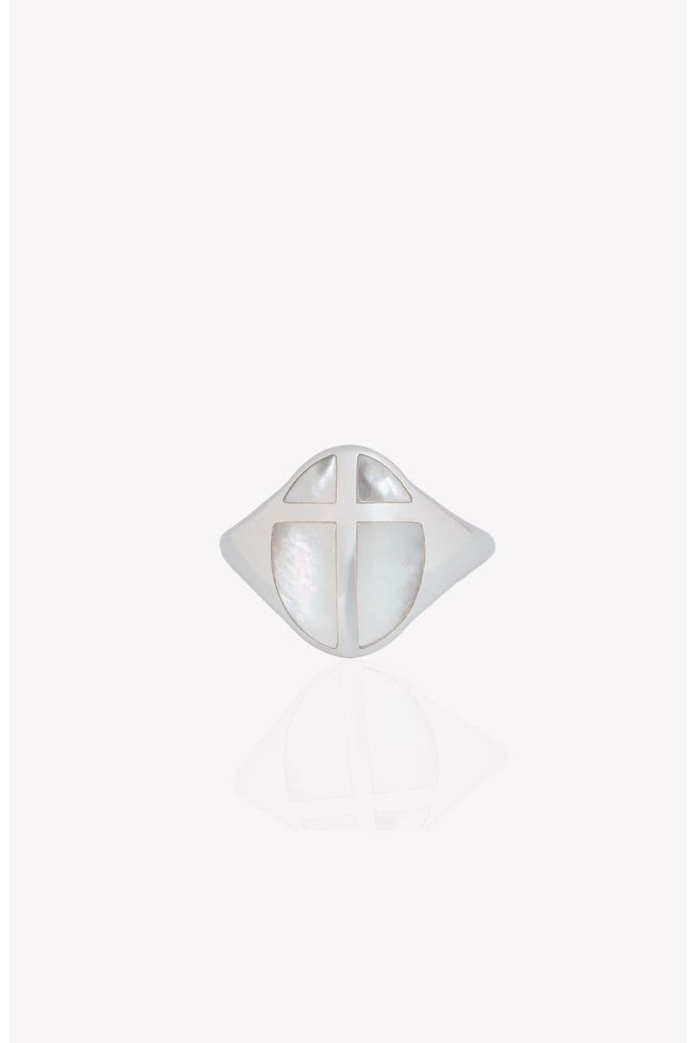 Mother Of Pearl Cross Ring, Main, color, Sterling silver