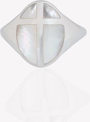 Rizen Jewelry Mother Of Pearl Cross Ring