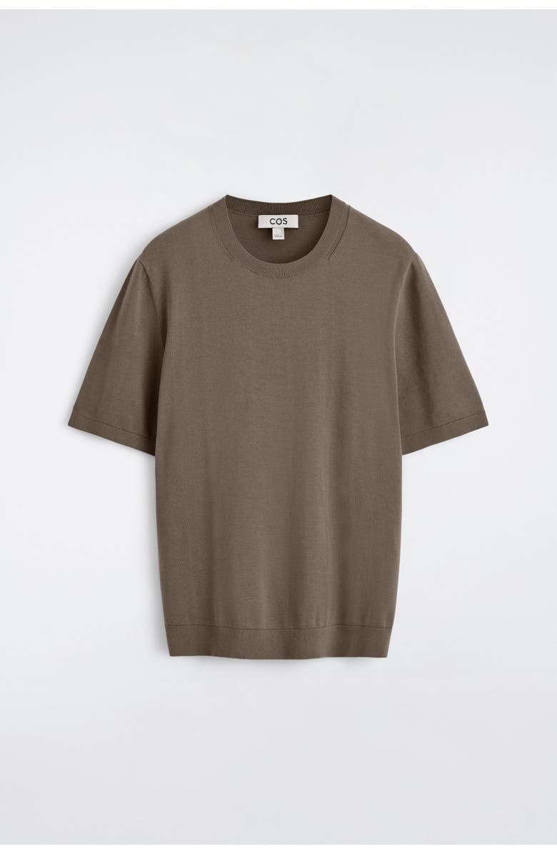 COS Knitted Cotton T-shirt, Alternate, color, Light Brown