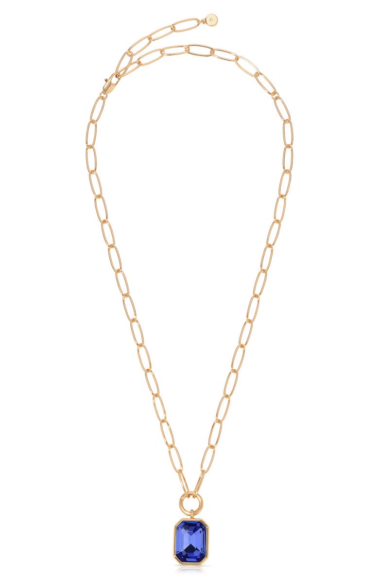 Ettika Deco Crystal Pendant Necklace, Alternate, color, Sapphire