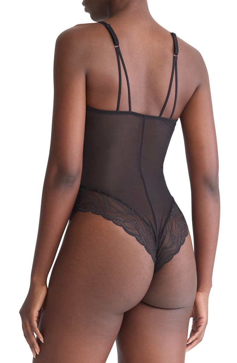 Calvin Klein Essentials Lace & Mesh Teddy, Alternate, color, 