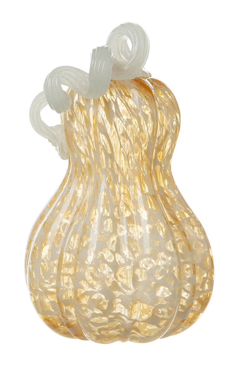 Fall Patterned Glass Gourd Pumpkins, Alternate, color, Yellow