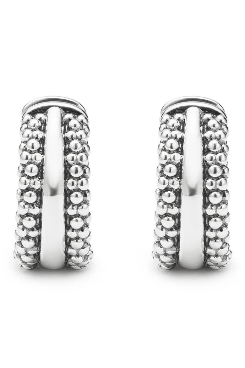 Signature Caviar Huggie Hoop Earrings (Nordstrom Exclusive), Alternate, color, SILVER