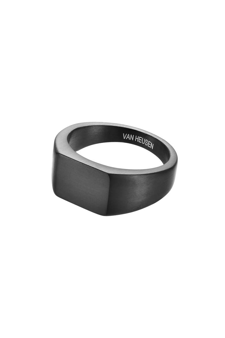 Men's Signet Ring, Alternate, color, BLACK