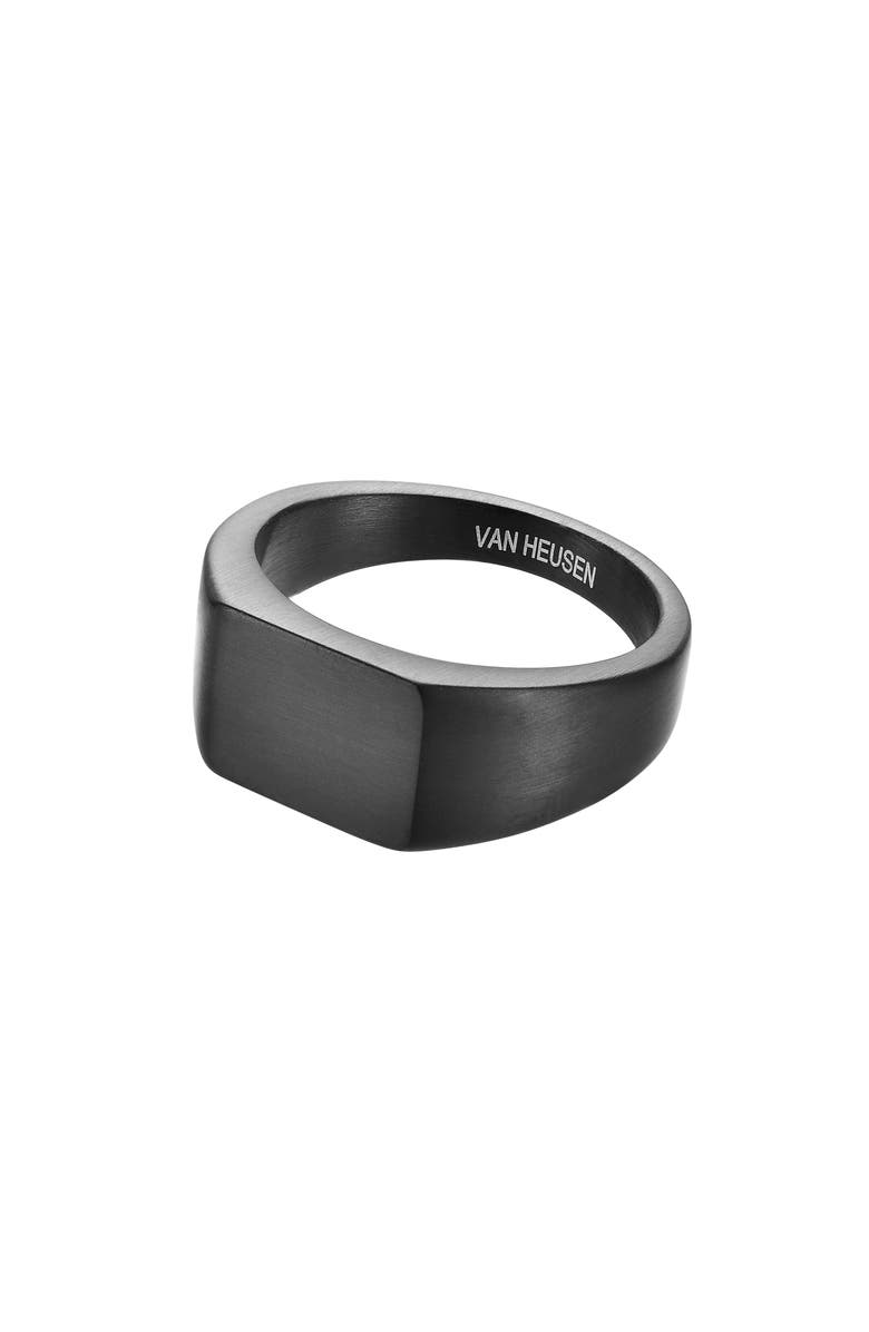 VAN HEUSEN Men's Signet Ring, Alternate, color, Black