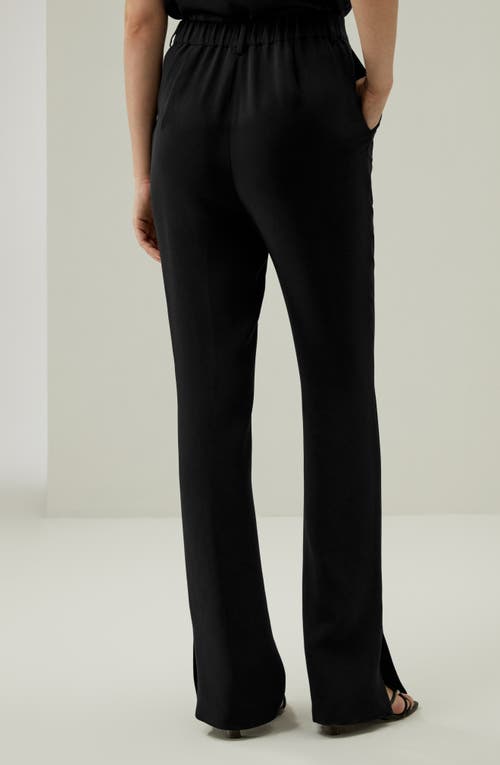 Shop Lilysilk Silk Straight Leg Trousers With Side Slit In Black