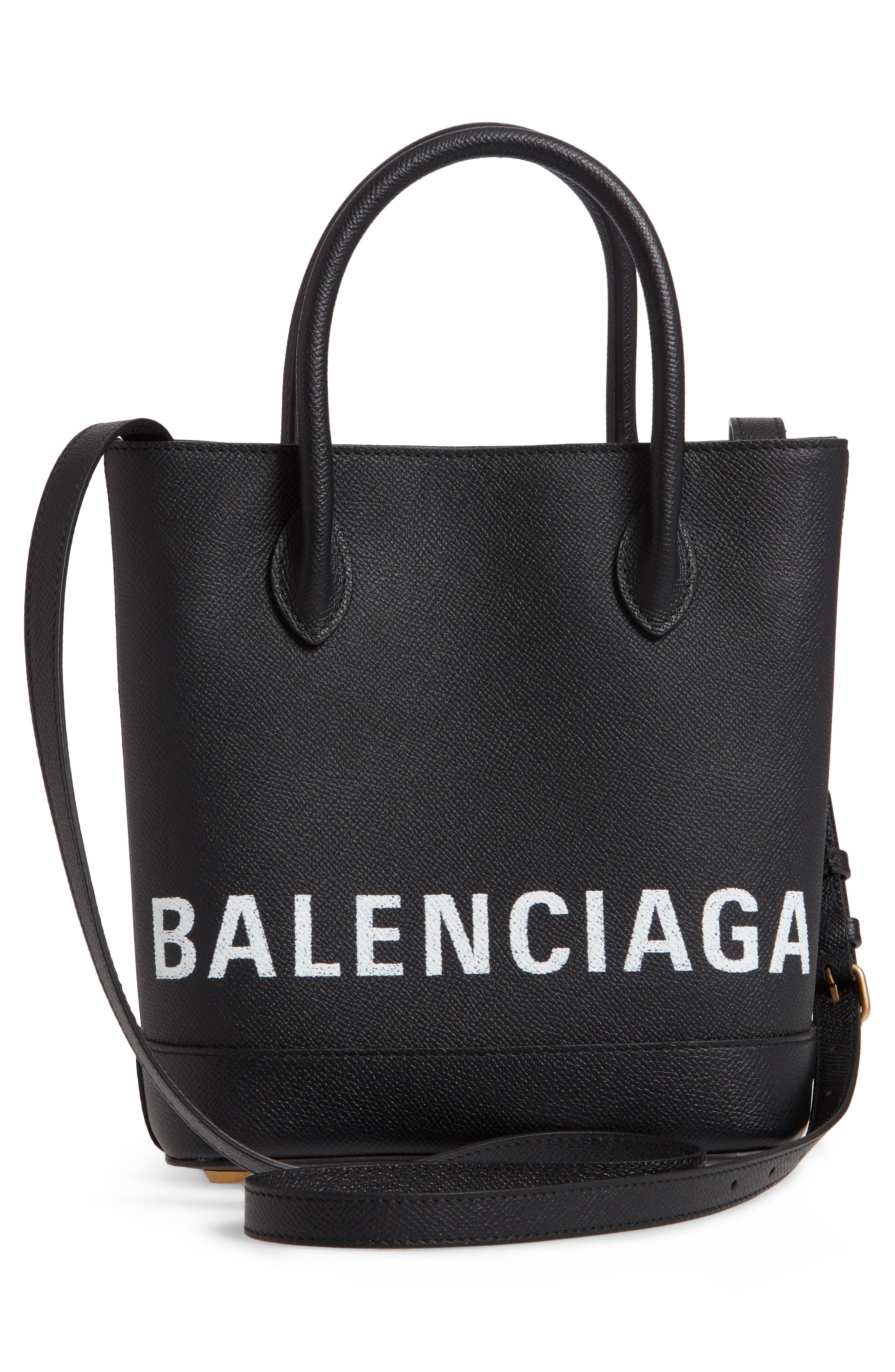 Balenciaga Ville Logo Leather Tote, Alternate, color, 