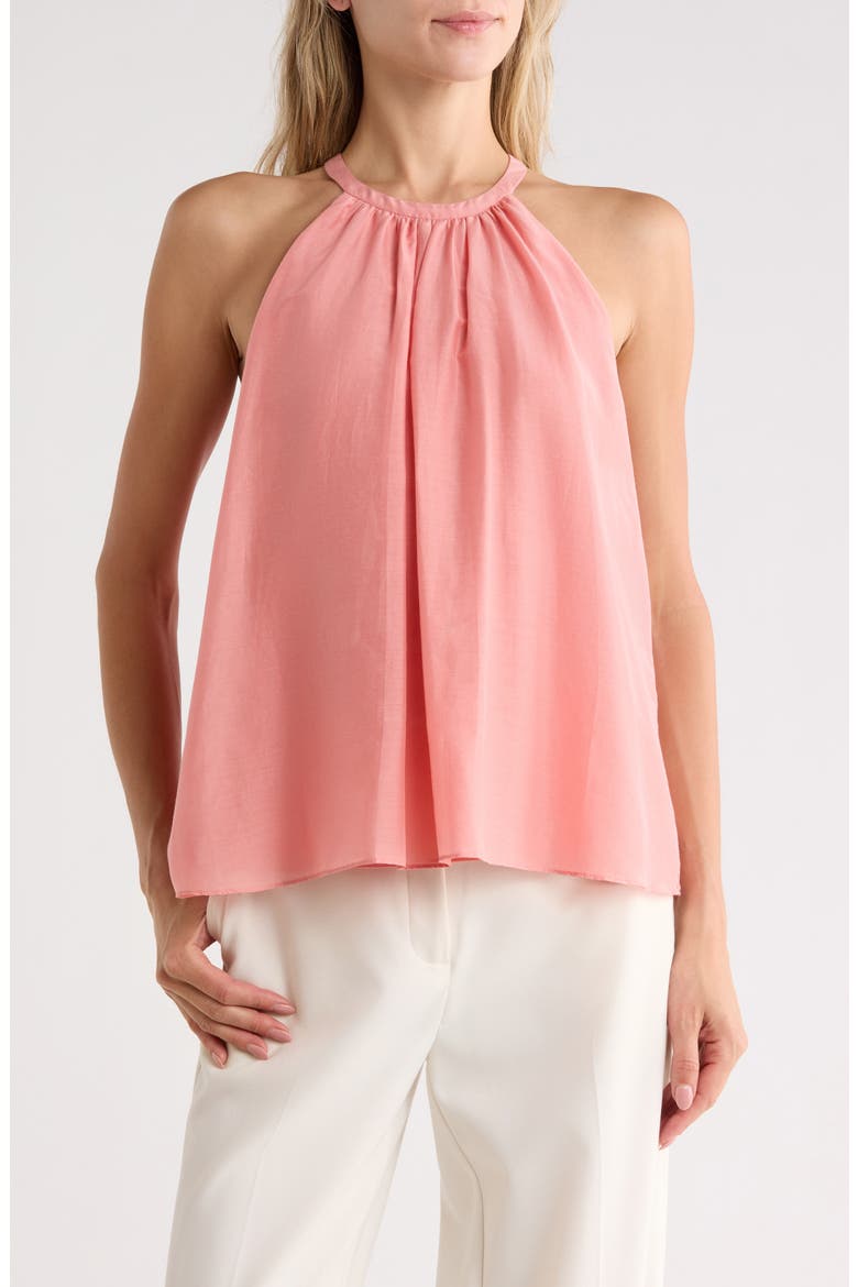 Erna Halter Neck Cotton & Silk Shell, Main, color, ROSE