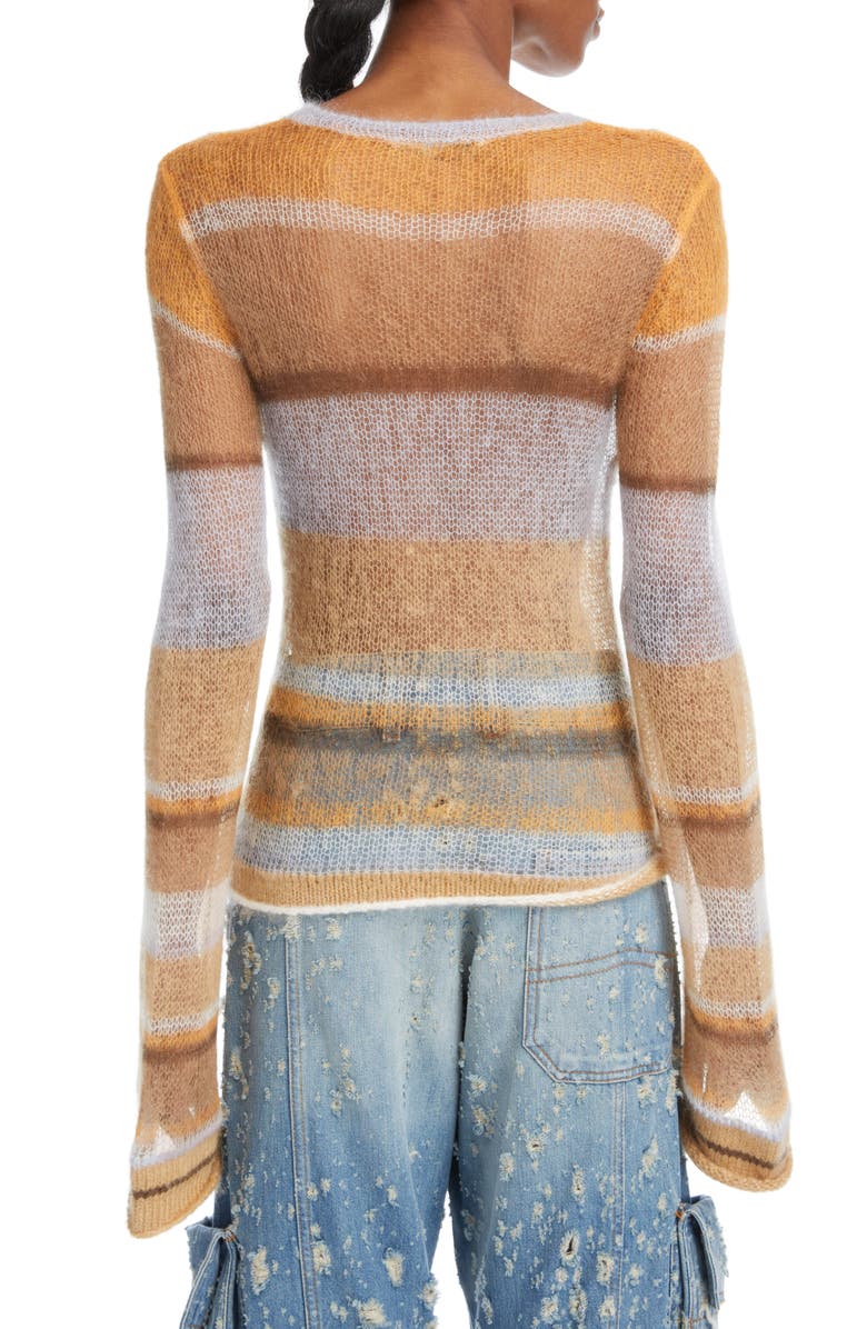 Acne Studios Karis Stripe Open Stitch Crewneck Mohair & Wool Blend Sweater, Alternate, color,