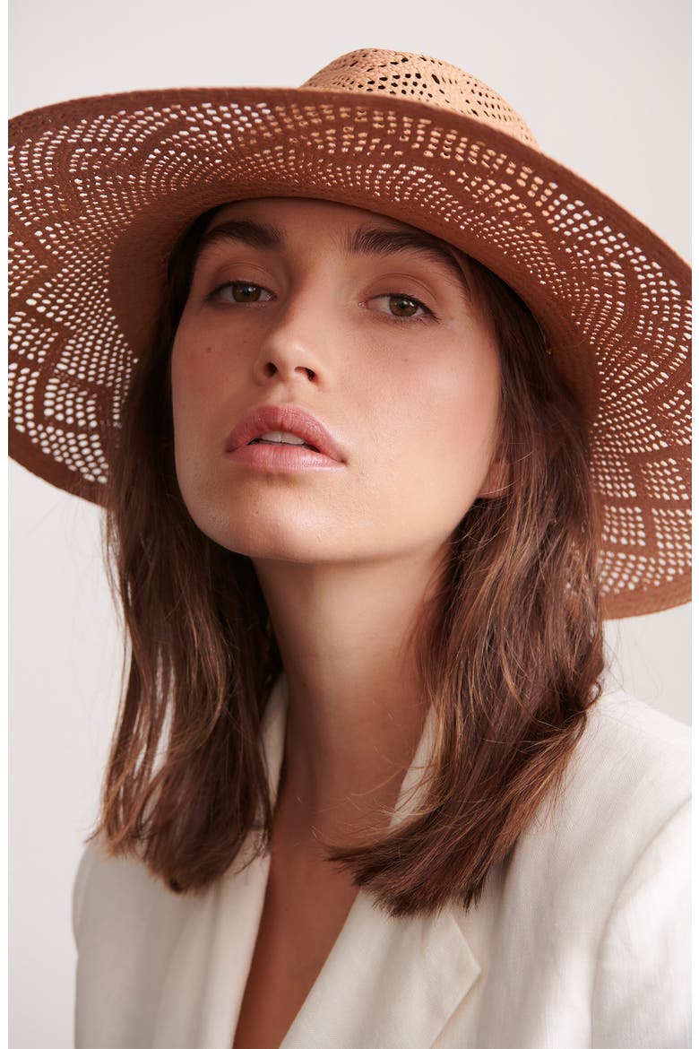 Panama Woven Staw Fedora, Alternate, color, LATTE/ LOTUS