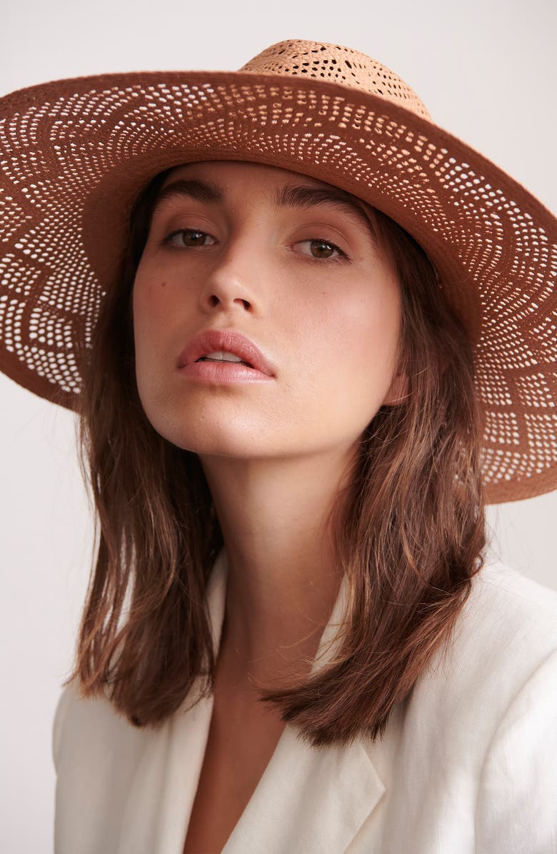 Helen Kaminski Panama Woven Staw Fedora, Alternate, color, 