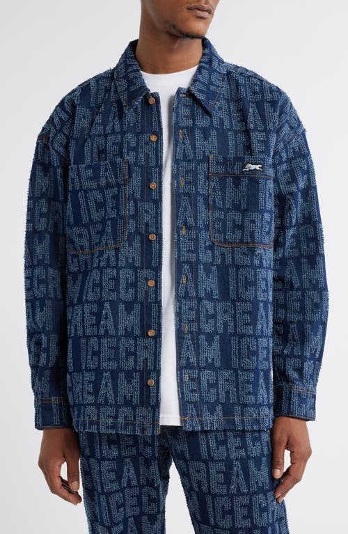 ICECREAM Echo Oversize Fil Coupé Button-Up Shirt Jacket in Blue Moon 