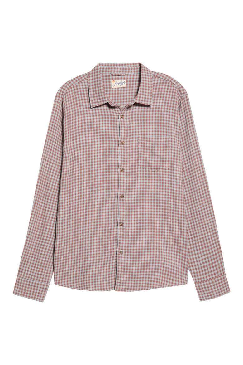 Classic Gingham Check Stretch Cotton Selvage Button-Up Shirt, Alternate, color, BURGUNDY/ BLUE GINGHAM
