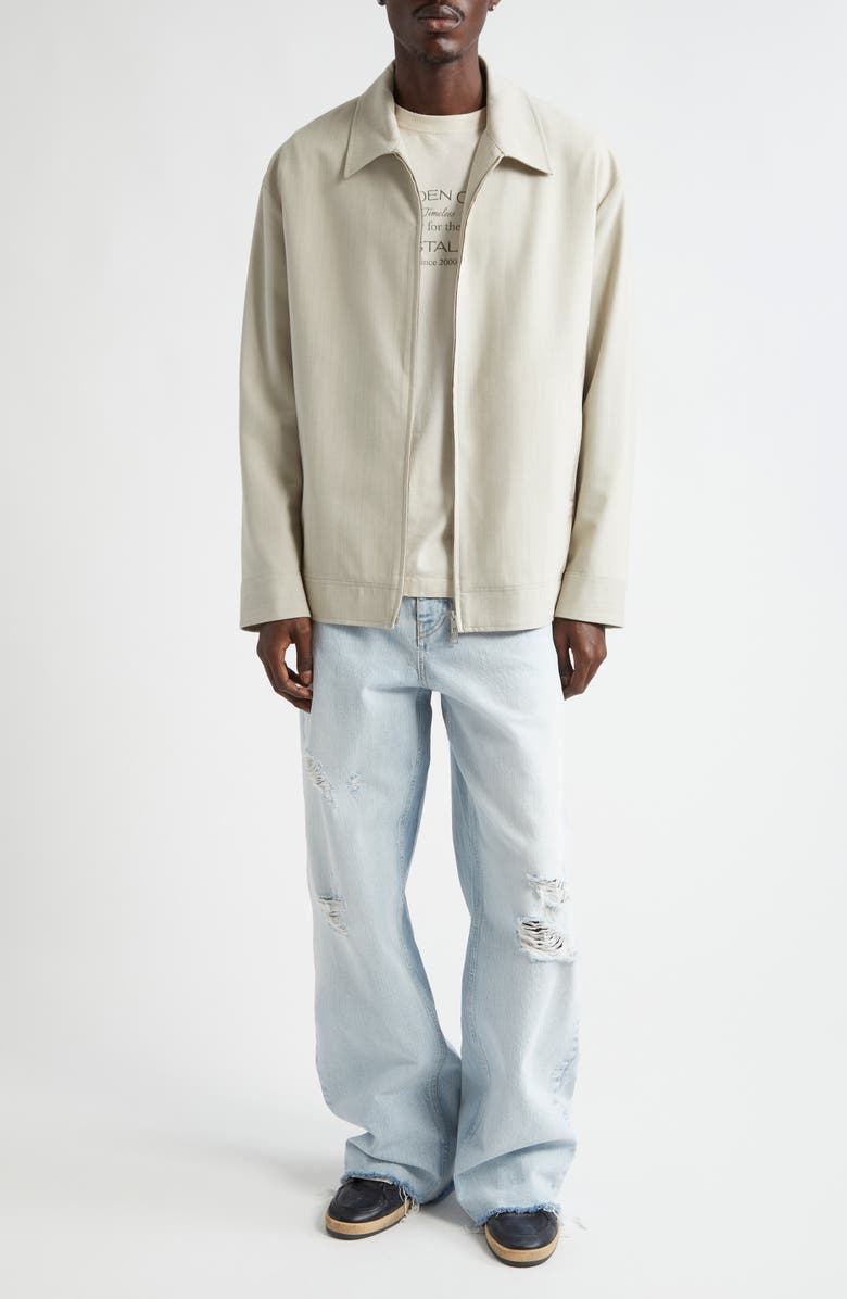 Golden Goose Journey Morgan Distressed Raw Hem Wide Leg Jeans, Alternate, color, Cloud Blue