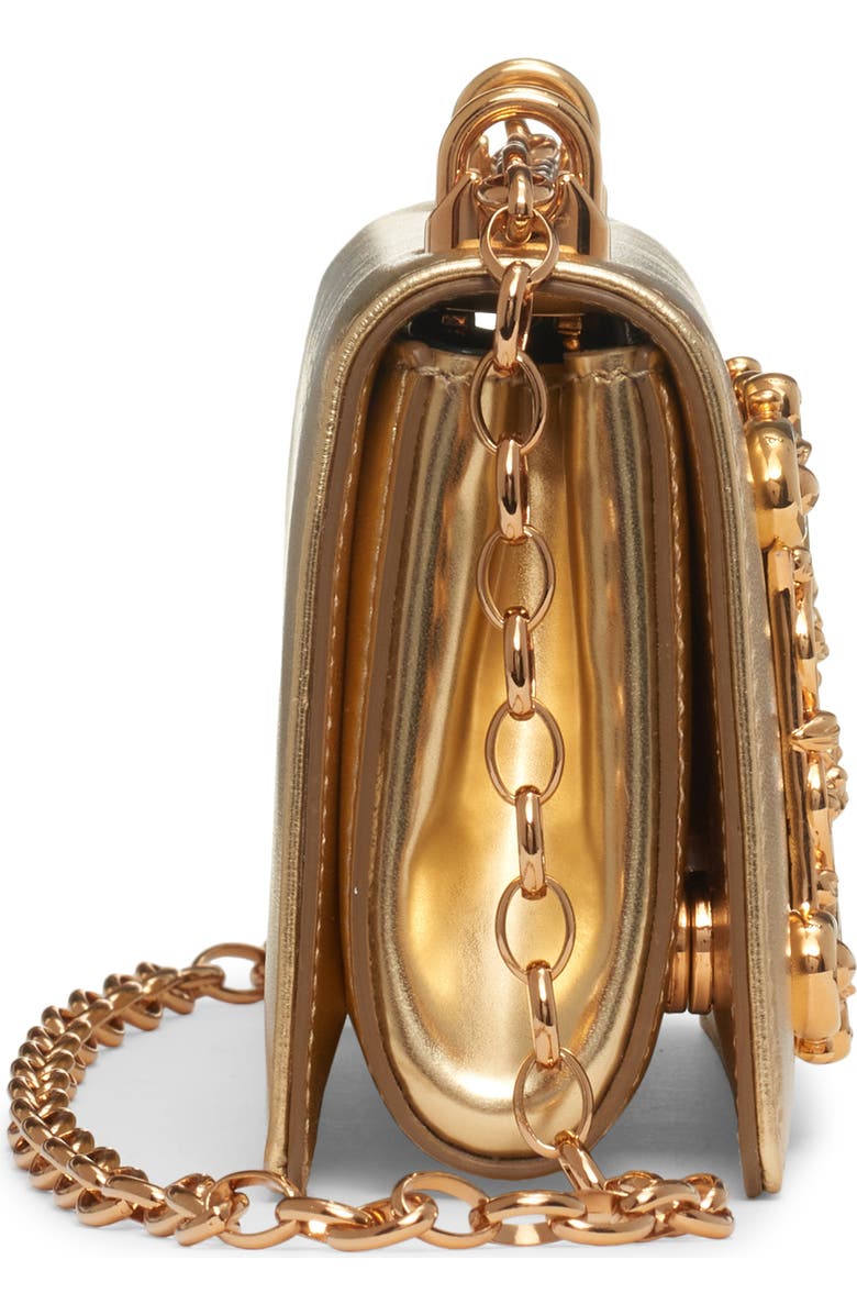 Dolce&Gabbana Logo Metallic Leather Crossbody Bag, Alternate, color,