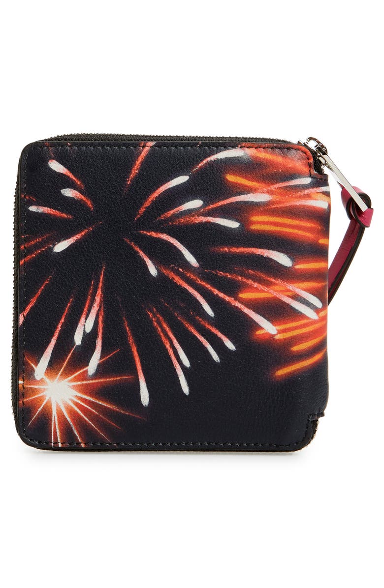 Loewe Fireworks Print Calfskin Leather Zip Wallet, Alternate, color, 
