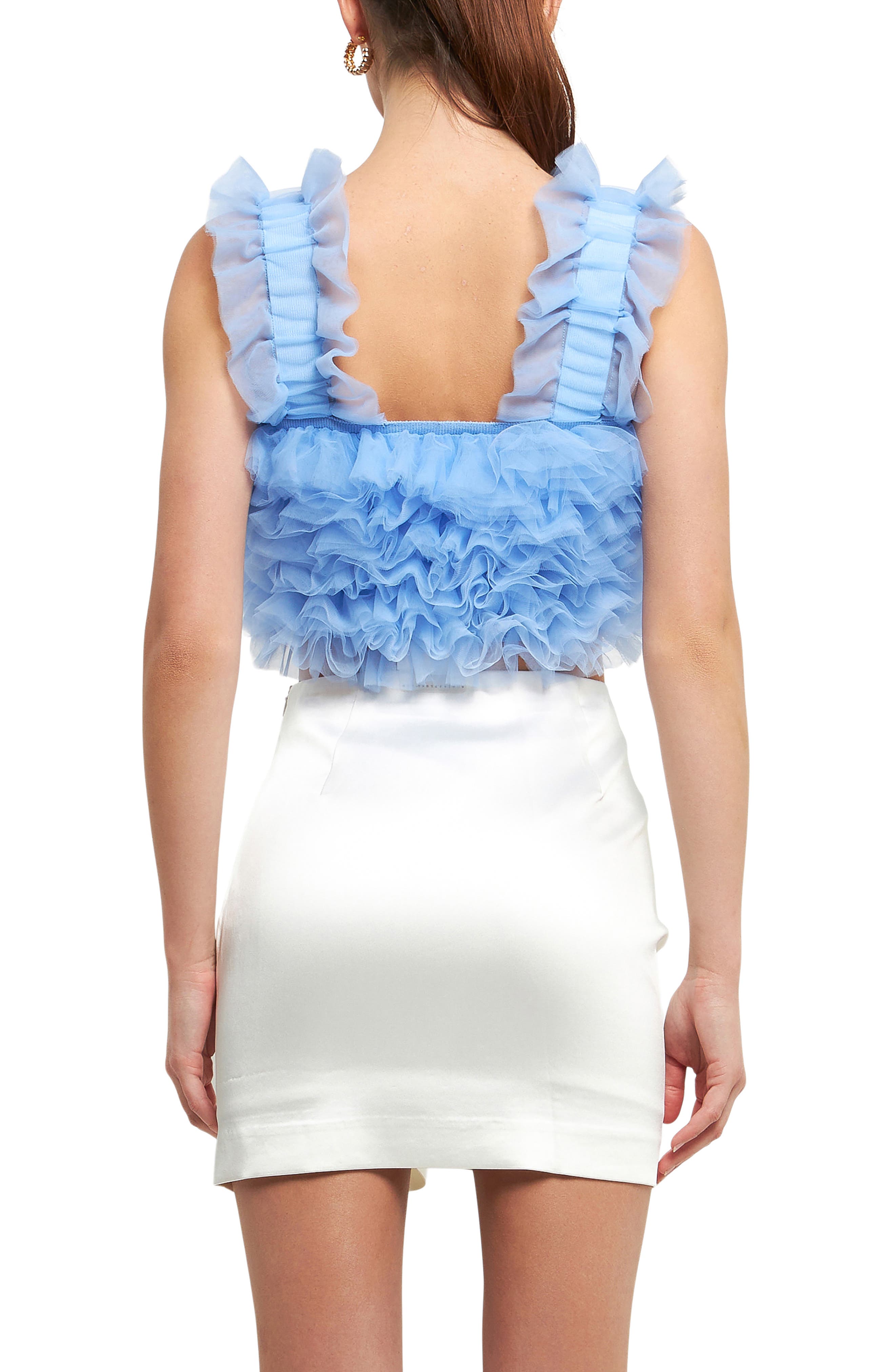 Ruffle Tulle Crop Tank - image 2