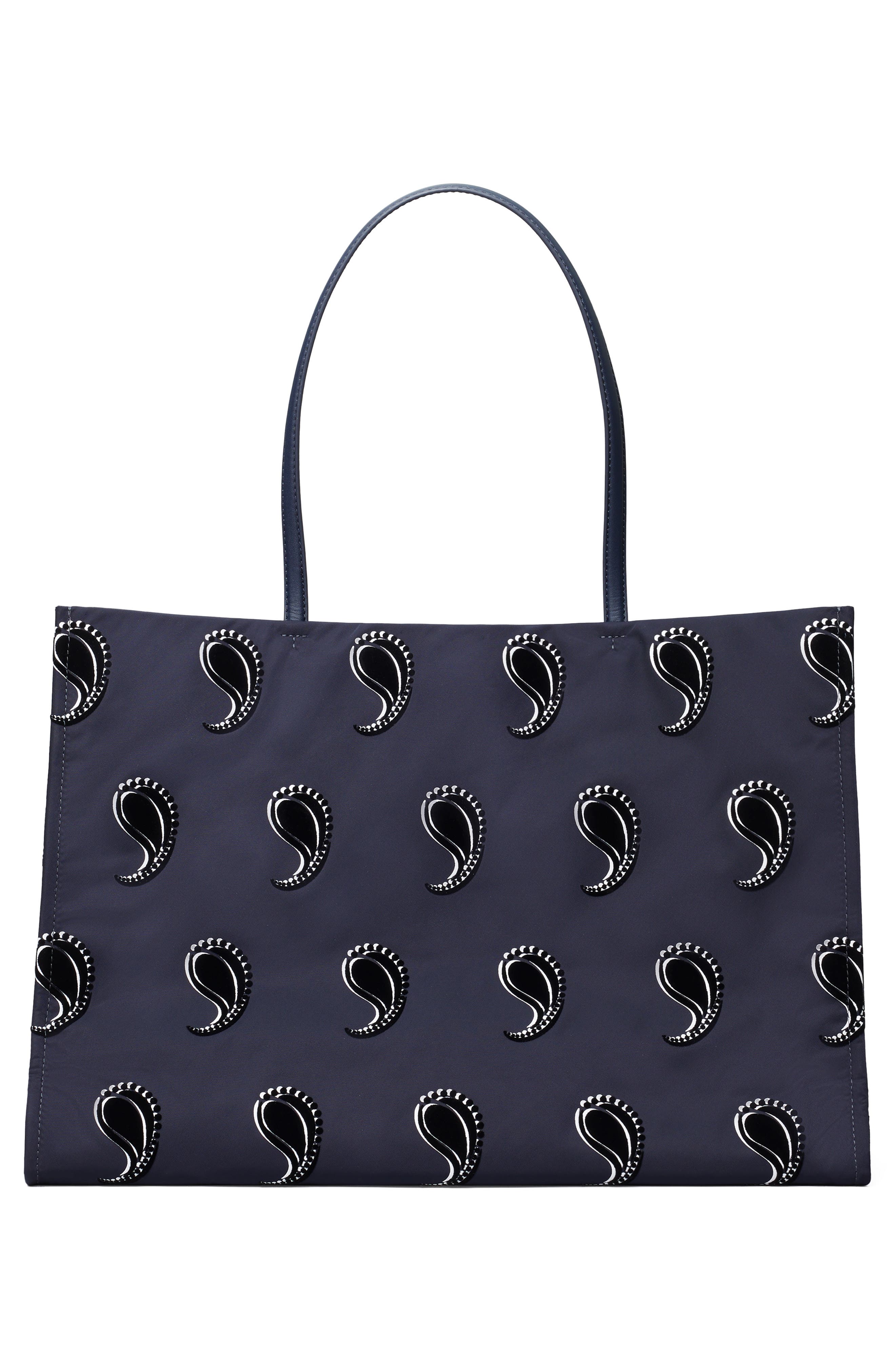 Tory Burch Ella Print Tote, Alternate, color, Medium Navy Pajama Print