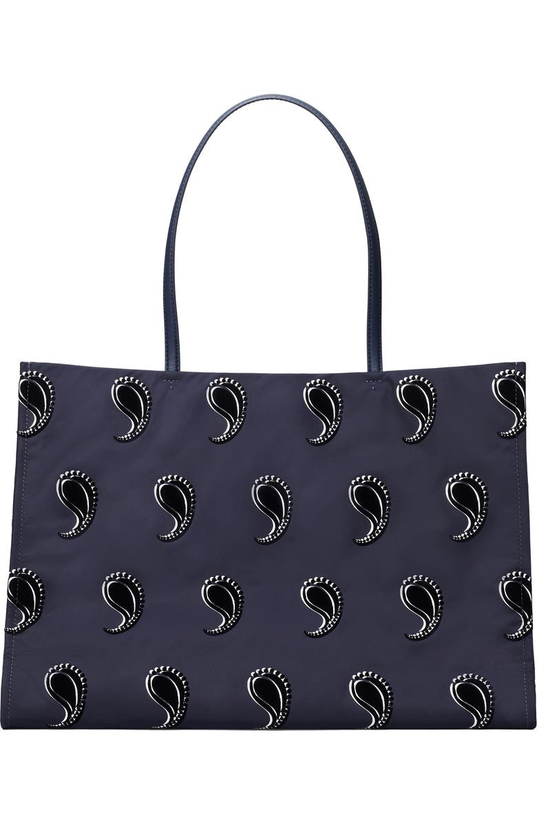 Tory Burch Ella Print Tote, Alternate, color, Medium Navy Pajama Print