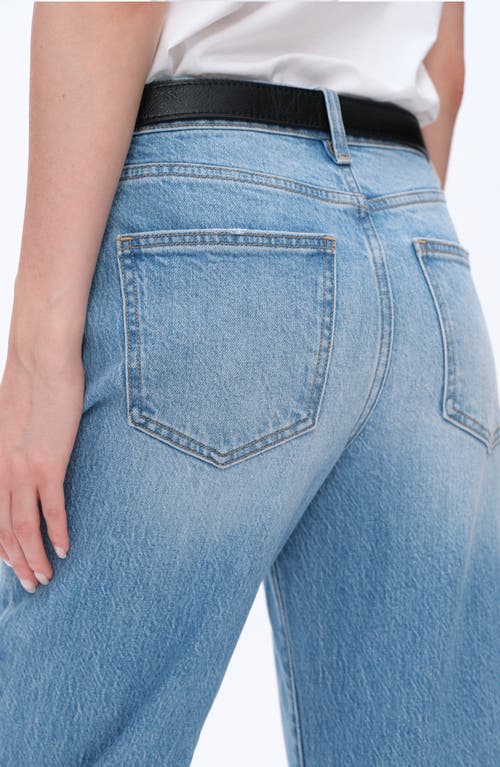 Bayeas High Waist Relaxed Raw Hem Straight Leg Jeans In Blue